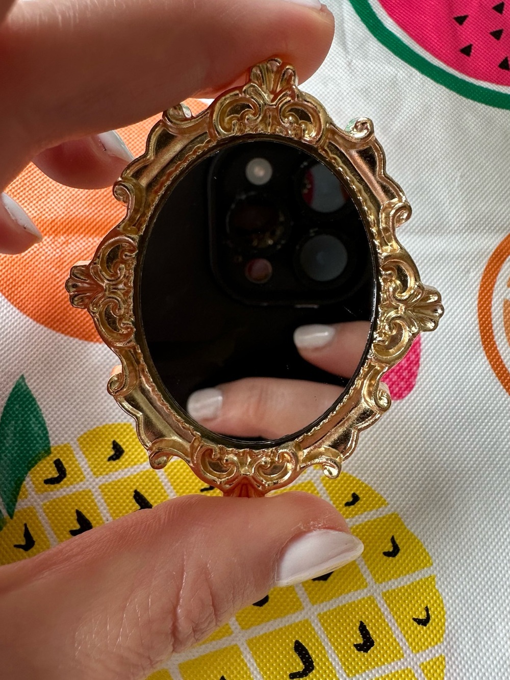 New Gold Ornate Oval Compact Mirror Pop socket - Accessories